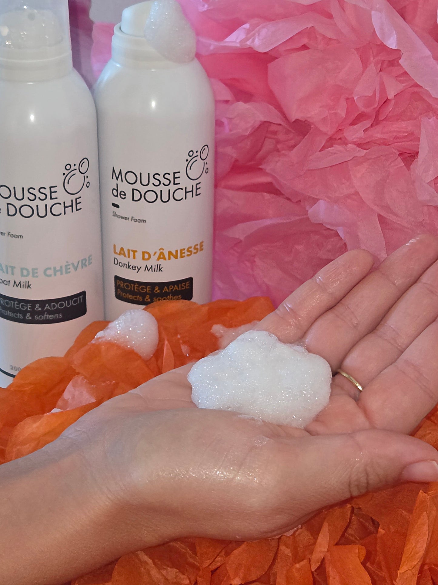 Lot de 2 Mousses de Douche lait de chèvre & lait d'ânesse