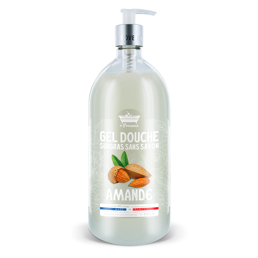 Gel douche 1L Amande - Les Petits Bains de Provence