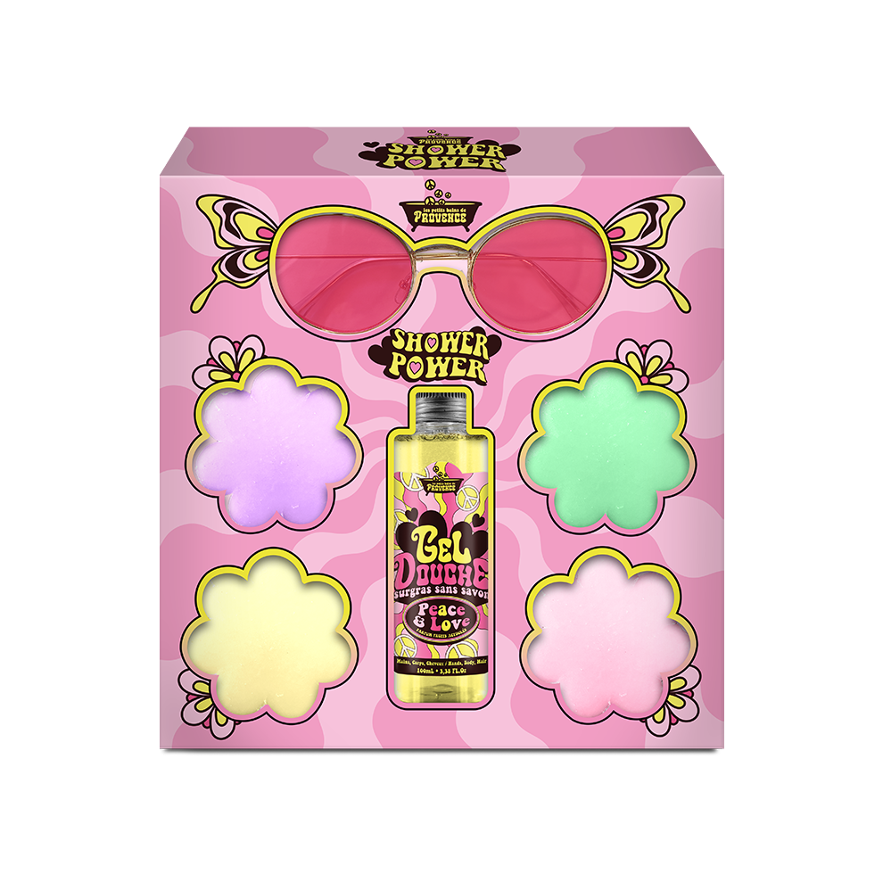 Shower Power Peace & Love Box - Limited Edition with Glasses