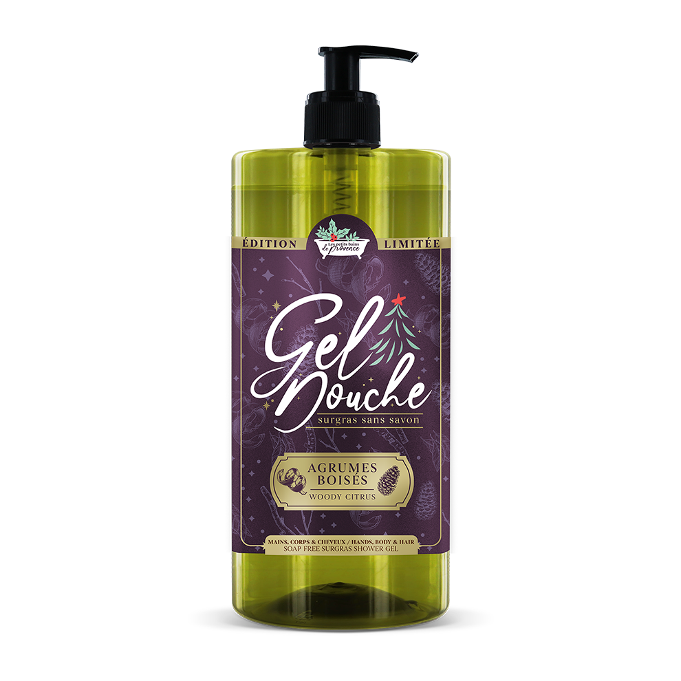 Gel Douche Agrumes Boisés 1L – Édition Limitée Noël