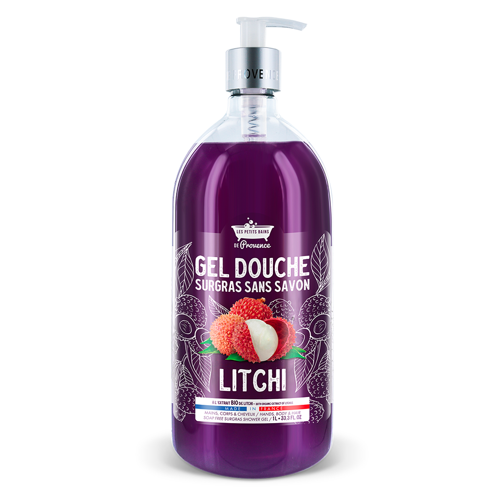 Gel douche 1L Litchi - Les Petits Bains de Provence