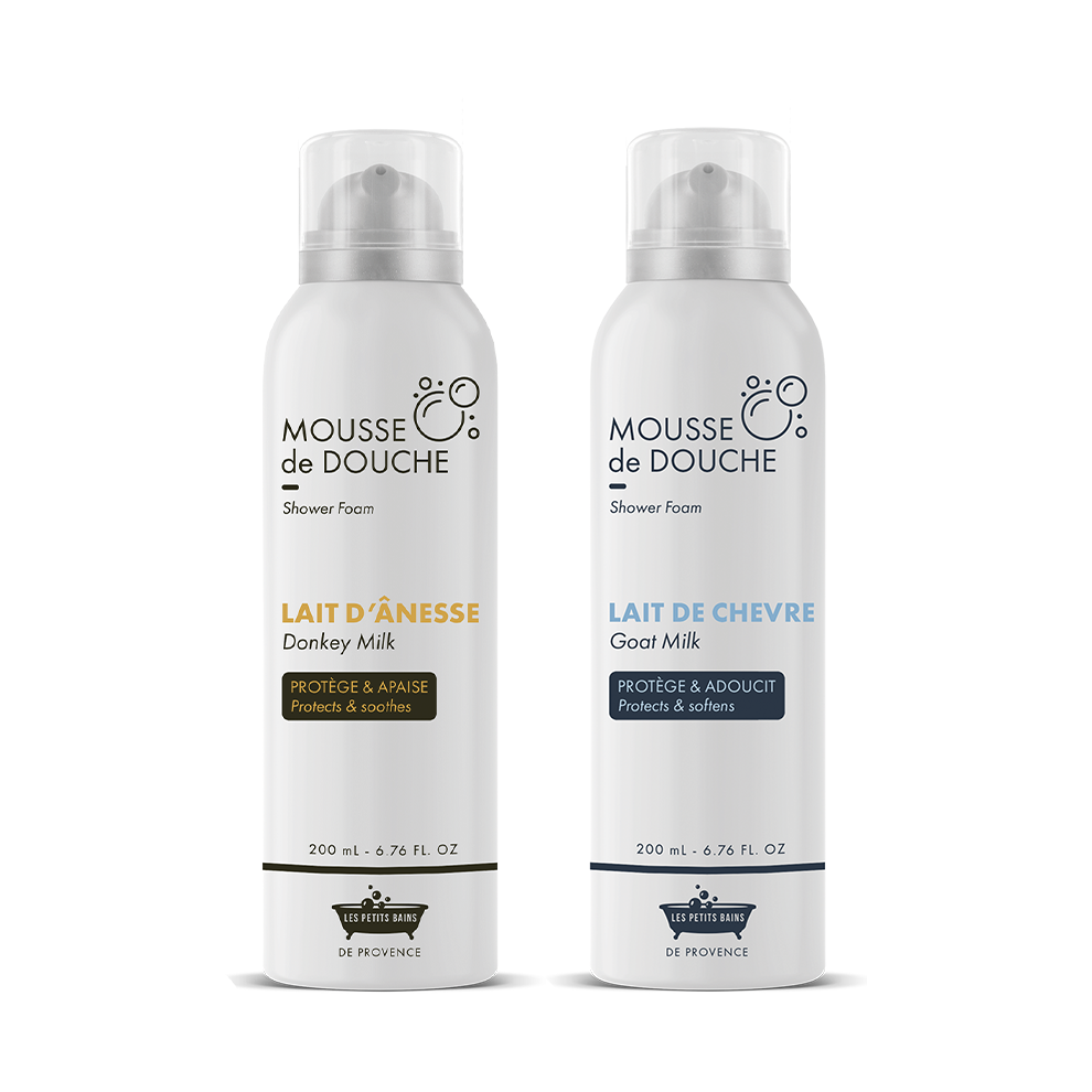 Lot de 2 Mousses de Douche lait de chèvre & lait d'ânesse