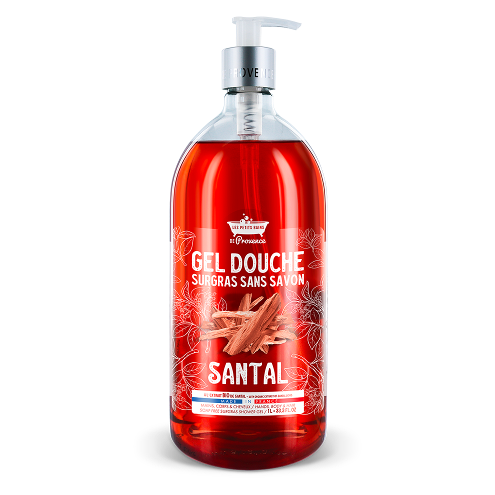 Gel douche 1L Santal - Les Petits Bains de Provence