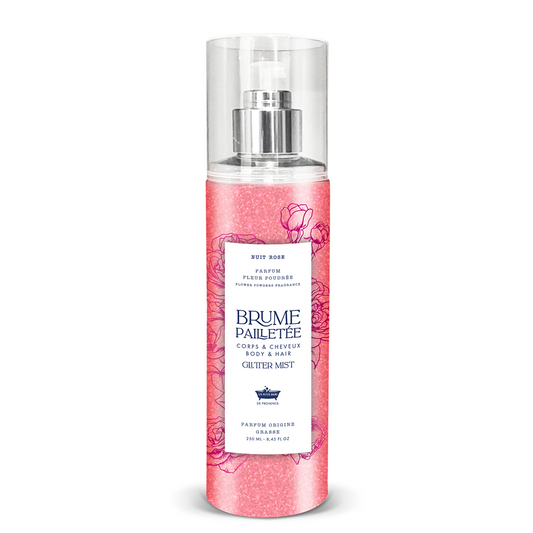 Brume Pailletée Fleur Poudrée 250ml - Nuit Rose - Les Petits Bains de Provence