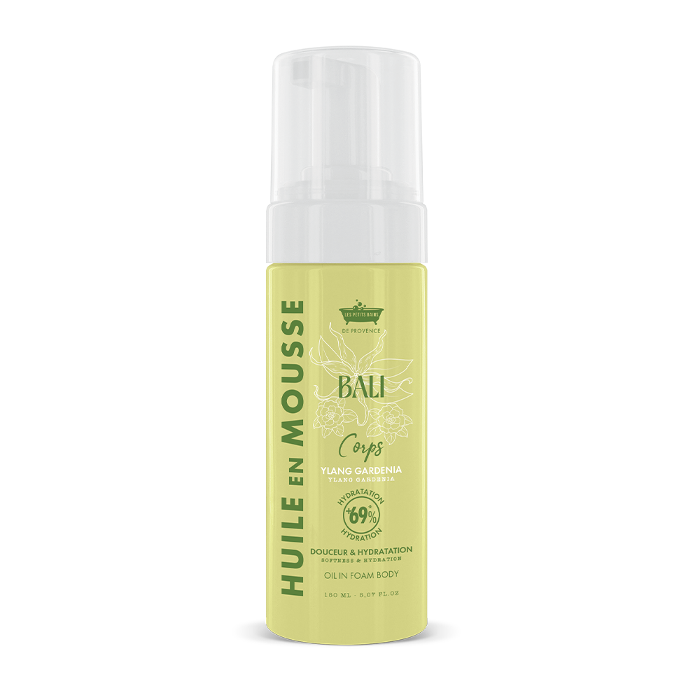 Huile en Mousse Bali Ylang Gardenia 150ml - Les Petits Bains de Provence