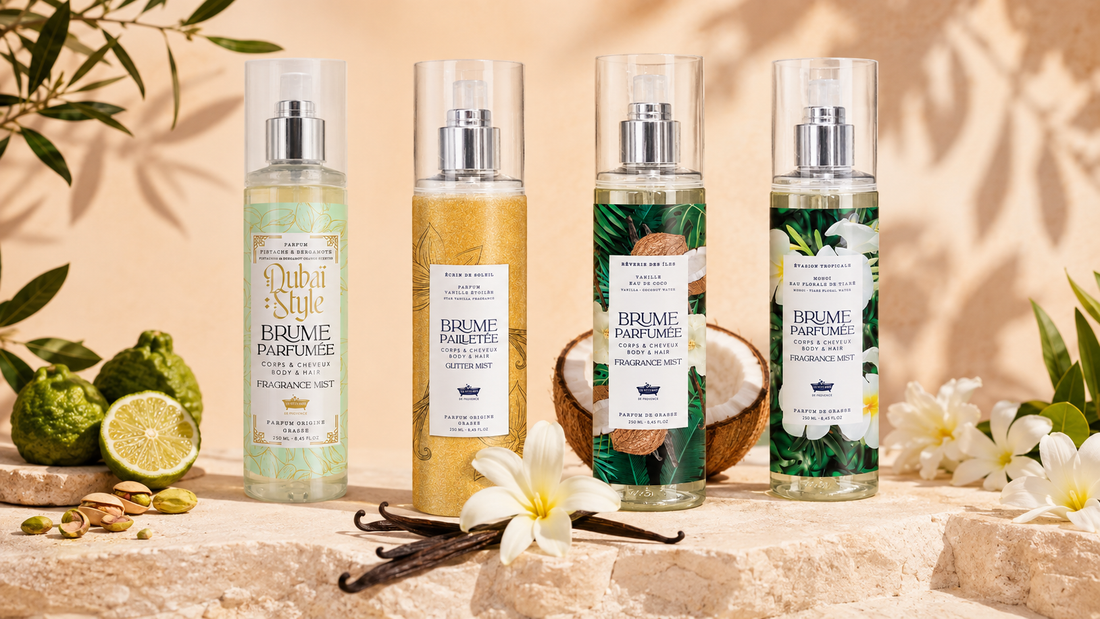 Brumes parfumées Les Petits Bains de Provence : Dubaï Style, Vanille Étoilée, Vanille Coco et Monoï