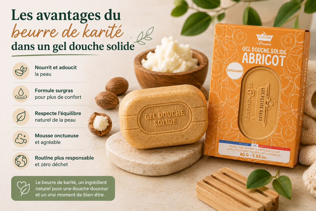 Les avantages du beurre de karité dans un gel douche solide