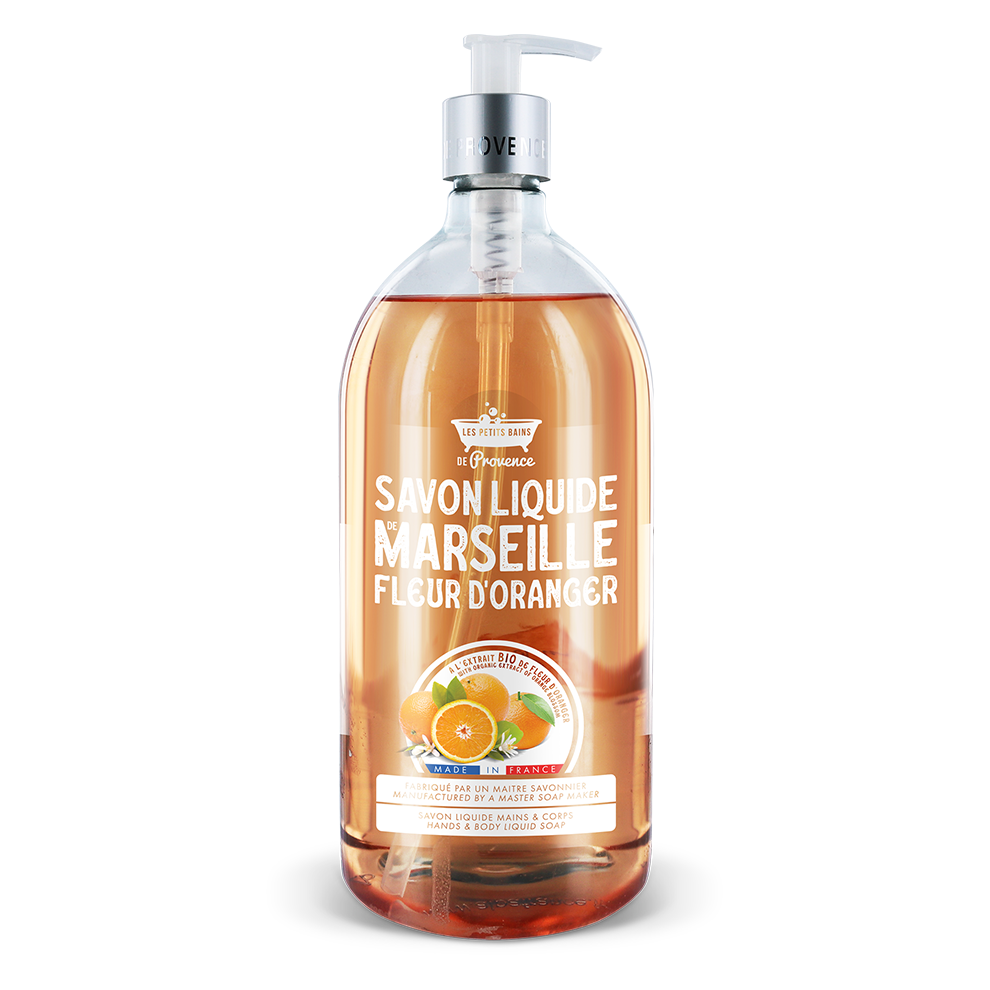 Savon liquide 1L Fleur d'Oranger - Les Petits Bains de Provence