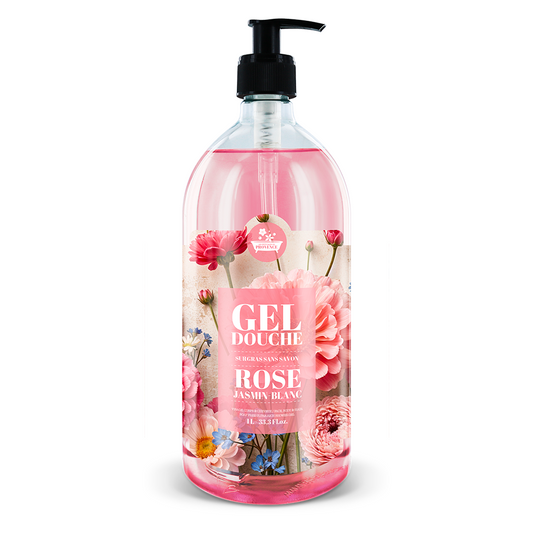 Gel Douche 1L Rose Jasmin Blanc - Série Limitée Fleurs des Champs