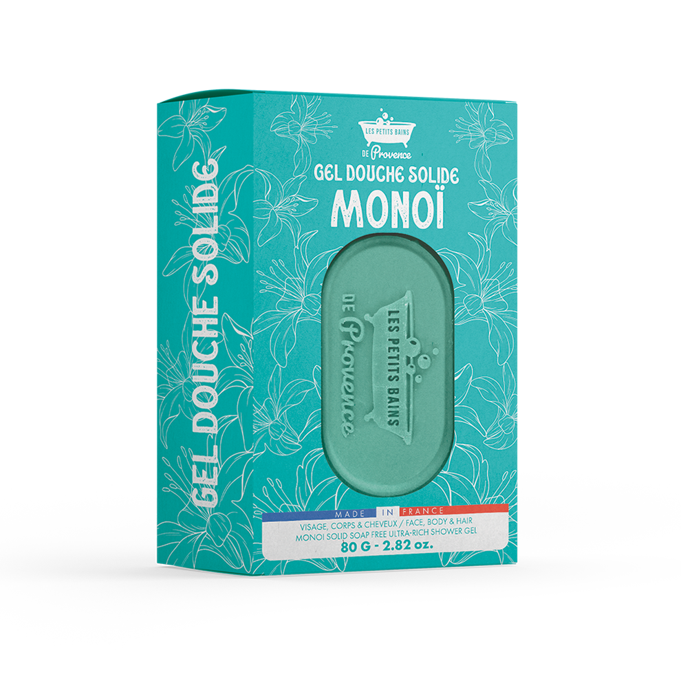 Gel Douche Solide Monoi – Visage, Corps & Cheveux – 80 g