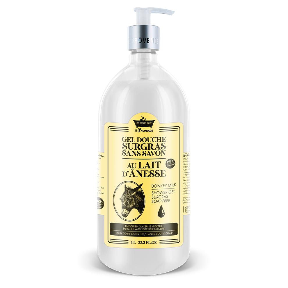 Gel douche 1L au Lait d'Anesse BIO - Les Petits Bains de Provence