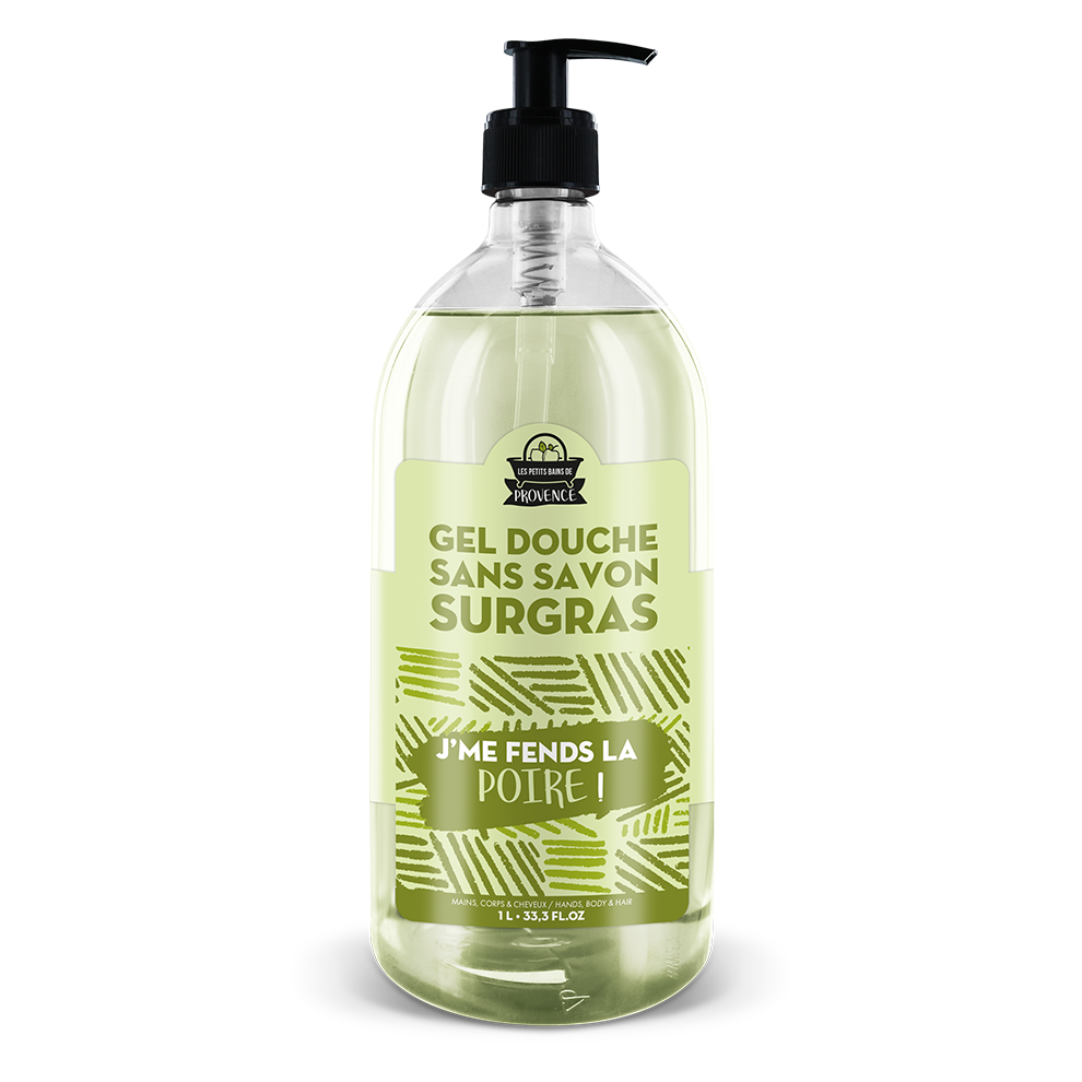 Gel douche 1L J'me fends la POIRE série limitée - Les Petits Bains de Provence