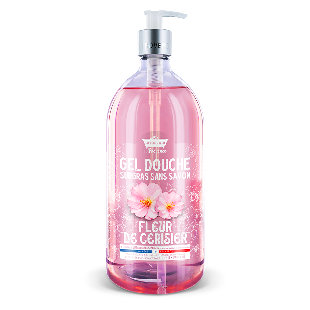 Gel douche 1L Fleur de Cerisier - Les Petits Bains de Provence