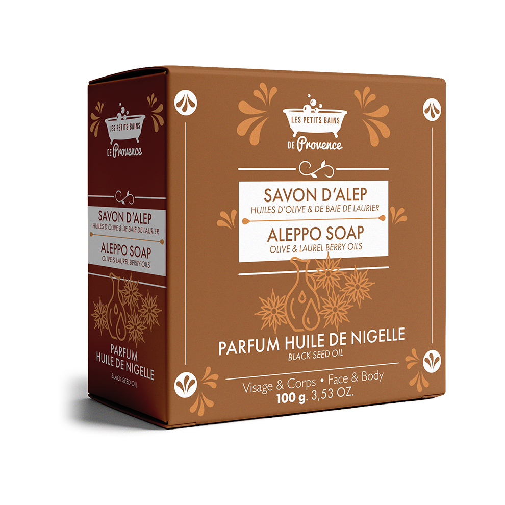 Savon d’Alep Huile de Nigelle 100 g en boîte – Les Petits Bains de Provence