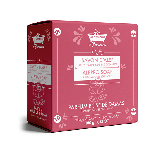 Savon d’Alep Rose de Damas 100 g en boîte – Les Petits Bains de Provence