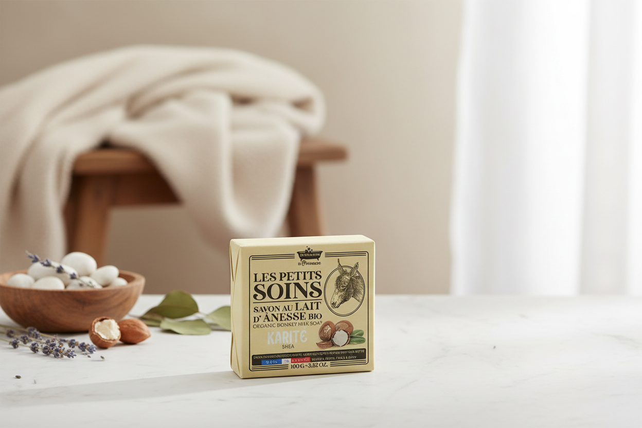 Savon au Lait d'Anesse Bio Karité avec fond